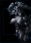  balls big_breasts black_background blue_eyes breasts dickgirl fangs fish glowing intersex krinkels marine muscular penis shark sharp_teeth sheath simple_background teeth 