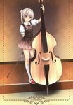  1girl absurdres bow_(instrument) double_bass footwear frame hairband highres instrument long_hair ooji original silver_hair socks solo twintails white_legwear white_socks 