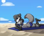 beach bikini canid canine clothing female fox lumila_armoph lying mammal on_front setriaphtfj swimwear