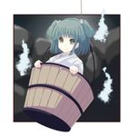  bad_id bad_pixiv_id bucket green_eyes green_hair hair_bobbles hair_ornament highres in_bucket in_container japanese_clothes kisume short_hair solo touhou tsuttsu twintails wooden_bucket 