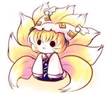  :3 blonde_hair chibi fang fox_tail hat multiple_tails short_hair solo tail touhou yakumo_ran yume_shokunin 