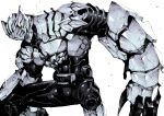  1boy advent_deck armor claws commentary_request highres kamen_rider kamen_rider_ryuki_(series) kamen_rider_tiger monochrome pobotto 