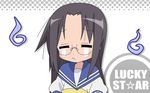  black_hair glasses lucky_star seifuku tamura_hiyori white 