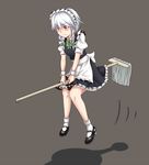  bad_id bad_pixiv_id blush braid broom broom_riding error izayoi_sakuya maid maid_headdress mary_janes mop opagi red_eyes shoes short_hair silver_hair solo touhou twin_braids 