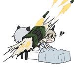  2girls bad_id bad_pixiv_id bed chibi eila_ilmatar_juutilainen firing multiple_girls o_o pantyhose rocket_launcher sanya_v_litvyak shibi_(giinu) strike_witches wavy_mouth weapon world_witches_series 