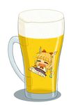  alcohol bad_id bad_pixiv_id beer bloomers bow chain chibi cup hair_bow horns ibuki_suika in_container in_cup minigirl nyontase ribbon solo touhou underwear 