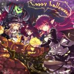  :d alternate_costume bat_wings black_hair blonde_hair bow demon_tail detached_sleeves enmaided glowing hair_bow hakurei_reimu halloween happy_halloween hat head_wings high_heels highres jack-o'-lantern kirisame_marisa koakuma maid multiple_girls north_abyssor one_eye_closed open_mouth pantyhose pointy_ears pumpkin red_eyes red_hair shoes smile sword tail touhou warcraft weapon wings witch_hat world_of_warcraft yellow_eyes 