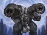 abs anthro ape balls big_penis black_body black_fur bodily_fluids cum dagapuff fur gaping gaping_nipples genital_fluids genitals gorilla haplorhine hi_res huge_penis hyper hyper_genitalia hyper_nipples hyper_penis male mammal muscular nipple_gape nipples nude penis precum primate solo steam