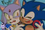  ... 1boy 1girl anger_vein arm_around_neck artist_name blaze_the_cat blue_background blue_fur fang forehead_jewel furry furry_female furry_male gloves green_eyes hair_down highres jacket one_eye_closed open_mouth ponytail purple_fur purple_jacket simple_background sonic_(series) sonic_the_hedgehog sparkle spidercheetos white_gloves yellow_eyes 