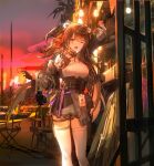  1girl absurdres arm_up black_bow blush bow brown_hair chinese_clothes cup girls&#039;_frontline girls&#039;_frontline_2:_exilium hair_bow hair_ribbon hand_up highres holding holding_cup id_card jing_mei_(hisk) long_hair looking_at_viewer one_eye_closed open_mouth orange_eyes red_ribbon ribbon solo teeth thighhighs twintails type_97_(girls&#039;_frontline) white_thighhighs 