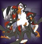 anthro avian belly belly_rub belly_worship big_belly clone cloning colored eyewear glasses group hi_res jeremy_(topazknight) male male/male mammal mephitid oral_vore rumbling_stomach shaded skunk topazknight vore
