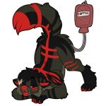 beverage canid canine canis coffee enema enema_bag fur grey_body jack-o&#039;_pose mammal mane pose red_eyes solo symrea telegram_sticker wolf