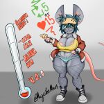 anthro big_breasts big_butt breasts butt female growth growth_sequence hi_res humanoid mammal maze_(mazemaus) mazemaus mouse murid murine nipple_outline nipple_piercing nipples piercing rodent solo thick_thighs wide_hips