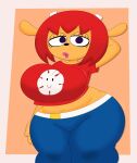 2026 2_horns 3barts absurd_res anthro big_breasts blue_eyes border bottomwear bovid breasts brown_body brown_fur caprine clothing crop_top curvy_figure denim denim_bottomwear denim_clothing digital_drawing_(artwork) digital_media_(artwork) eyelashes female fur hair hand_behind_head hi_res horn huge_breasts huge_hips huge_thighs jeans lammy_lamb lipstick looking_at_viewer makeup mammal medium_hair midriff motion_lines pants parappa_the_rapper pink_lipstick red_clothing red_hair red_shirt red_t-shirt red_topwear sheep shirt simple_background solo sony_corporation sony_interactive_entertainment t-shirt tan_background thick_thighs topwear um_jammer_lammy voluptuous voluptuous_anthro voluptuous_female white_border wide_hipped_anthro wide_hipped_female wide_hips
