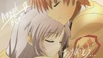  angel_beats! hug orange_hair otonashi_(angel_beats!) otonashi_yuzuru silver_hair tachibana_kanade tenshi tenshi_(angel_beats!) 