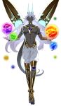 1boy abs arjuna_(fate) arjuna_alter_(fate) arjuna_alter_(first_ascension)_(fate) armlet armor barefoot blue_eyes blue_nails colored_skin dark-skinned_male dark_skin fate/grand_order fate_(series) floating full_body glowing gold_armor hair_between_eyes highres horns jewelry long_hair looking_at_viewer male_focus muscular muscular_male nail_polish orb pants pectorals sakuraike simple_background solo tail toenail_polish toenails topless_male transparent_background watermark white_background white_hair wings 