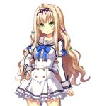  1/7_no_mahoutsukai 1girl ahoge arm_at_side back_bow blonde_hair blue_bow blue_bowtie bow bow_hairband bowtie buttons closed_mouth collarbone corset cowboy_shot cropped_jacket double-breasted frilled_skirt frilled_sleeves frills game_asset green_bow green_eyes grey_bow grey_sailor_collar hair_bow hairband hand_on_own_hip impossible_clothes juliet_sleeves kanzaki_ema long_hair long_sidelocks long_sleeves looking_at_viewer miniskirt multiple_hair_bows non-web_source puffy_sleeves purple_bow purple_hairband ribbon_trim sailor_collar school_uniform self-datamine shirt sidelocks skirt sleeve_cuffs striped_clothes tachi-e tel-o transparent_background very_long_hair wavy_hair white_corset white_shirt white_skirt 
