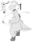 absurd_res anthro big_breasts big_butt biped blush bodily_fluids boots breast_growth breasts butt clothed clothing female fingers footwear footwear_only greyscale growth hi_res huge_breasts looking_down mario_bros meckmeck00124 monochrome mostly_nude nintendo nipples non-mammal_breasts non-mammal_nipples open_mouth overweight overweight_anthro overweight_female shell shoes shoes_only side_view simple_background solo sweat tail tongue tongue_out topless weight_gain yoshi