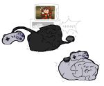 2026 ambiguous_gender animate_inanimate anthro anthro_prey belly big_belly blush bodily_fluids capcom daniel_(meatcanister) digital_media_(artwork) duo electronics face_imprint game_console grey_body hi_res huge_belly humanoid hyper hyper_belly imprint machine meatcanister mega_man_(character) mega_man_(series) motion_lines muffled nintendo not_furry_focus object_pred pixel_(artwork) red_body resting_on_belly robot robot_humanoid saliva shocked simple_background snes_console soft_vore super_nintendo super_nintendo_controller teeth television unwilling_prey vore vowelless vowelless_vocalization