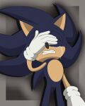 2026 5_fingers anthro anxiety artist_name belly black_body black_head black_legs black_nose bodily_fluids clothing colored crying dark_sonic darlan_space depressing depression depressive digital_drawing_(artwork) digital_media_(artwork) eulipotyphlan eyes_closed fingers gloves hand_on_face handwear hedgehog hi_res male mammal sad sega shaded signature simple_background solo sonic_the_hedgehog sonic_the_hedgehog_(series) tan_arms tan_belly tears teeth text white_clothing white_gloves white_handwear worried