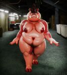 2026 3d_(artwork) anthro belly body_hair breasts cloven_hooves digital_media_(artwork) dreamworks facial_piercing female freckled_belly freckled_breasts freckled_legs freckled_thighs freckles fur happy_trail hi_res hooves looking_at_viewer mammal mohawk navel nipples nose_piercing nose_ring nude nude_female overweight overweight_anthro overweight_female piercing pigtail_(the_bad_guys) pubes red_body red_fur ring_piercing solo suid suine sus_(pig) the_bad_guys thedirtyant thick_thighs tusks walking wild_boar
