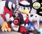 2024 3_claws 3_toes 4_fingers anthro anthro_on_anthro anthro_penetrated anthro_penetrating anthro_penetrating_anthro artist_collaboration avian bandai_namco beak belt biped black_claws black_clothing black_gloves black_handwear black_horn black_markings black_nose blue_clothing blue_eyes blue_scarf bodily_fluids clawed_gloves claws clothing coin cum cum_in_uterus cum_in_vagina cum_inside cum_on_penis darkmirage detailed_background diamond_(gem) digimon digimon_(species) digital_media_(artwork) digitigrade dominant dominant_male duo egg ejaculation eye_contact facial_markings fan_character feathers feet felid feline female female_anthro female_on_bottom female_penetrated finger_claws fingers from_front_position fur fur_markings gem genital_fluids genitals gloves gold_(metal) gold_bar handwear hawkmon head_horn head_markings hi_res horn impregnation inner_ear_fluff inside internal internal_vaginal interspecies interspecies_impregnation key looking_at_another looking_at_partner looking_down looking_down_at_another looking_down_at_partner looking_pleasured looking_up looking_up_at_another looking_up_at_partner lying male male/female male_anthro male_on_top male_penetrating male_penetrating_female mammal markings meraence missionary_position mostly_nude mostly_nude_anthro mostly_nude_female narrowed_eyes neck_tuft nude nude_anthro nude_female nude_male on_back on_bottom on_top open_mouth orgasm ovum penetration penile penile_penetration penis penis_in_vagina pink_inner_ear pink_tongue red_body red_feathers red_markings red_penis red_tail red_tongue scarf semi-anthro sex snout tail tail_feathers tapering_penis toe_claws toes tongue tools tuft uterus vaginal vaginal_canal vaginal_penetration vault vault_door white_body white_ears white_fur white_inner_ear_fluff white_tail yellow_beak yellow_legs