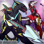 1:1 2026 3_fingers 5_fingers 6_fingers anthro art_fight belt big_tail black_body black_claws black_horn black_scales bodypaint bottomwear breasts claws clothed clothed_anthro clothed_female clothing collar countershade_feathers countershade_legs countershade_neck countershade_tail countershade_torso countershading crop_top crowd dated detailed_background digital_drawing_(artwork) digital_media_(artwork) digitigrade dinosaur dipstick_feathers dragon dromaeosaurid duo electric_guitar electronics european_mythology eyelashes eyewear feather_hair feathered_dinosaur feathered_scalie feathers featureless_chest featureless_crotch female finger_claws fingers foreshortening forked_tongue front_view fully_clothed fully_clothed_anthro fully_clothed_female fur glasses grey_body grey_feathers group guitar hard_rock_dragon_(blurrybubba) hi_res horn humanoid_hands jagged_mouth lightning_bolt lightning_bolt_marking long_neck long_tail makeup male mane markings mascara medium_breasts microphone microphone_stand monotone_body monotone_scales multicolored_body multicolored_feathers musical_instrument mythological_creature mythological_scalie mythology non-mammal_breasts nude nude_anthro nude_male open_mouth open_smile pecs performance pince-nez pink_clothing pink_thong pink_tongue pink_underwear playing_guitar playing_music plucked_string_instrument polydactyly prehistoric_species procreate_(artwork) pseudo_hair pyroraptor rear_view red_belt red_body red_bottomwear red_clothing red_collar red_crop_top red_eyes red_feather_hair red_feathers red_pseudo_hair red_shirt red_skirt red_tank_top red_topwear reptile rock_band running_makeup running_mascara saurischian scales scalie shaded sharp_teeth shirt signature skirt smile snout soft_shading spe spiked_belt spiked_collar spikes stage standing string_instrument striped_feathers stripes sunglasses tail tail_mane tail_tuft tail_under_skirt tank_top tapering_tail teal_body teal_fur teal_mane teeth theropod thick_tail thong thong_straps tongue tongue_out topwear tuft underwear wearing_sunglasses western_dragon whale_tail_(fashion) white_body white_countershading white_feathers white_scales white_stripes yellow_body yellow_claws yellow_feathers yellow_markings yellow_scales yvette_(spe)