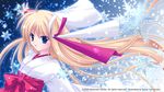  blonde_hair blue_eyes japanese_clothes long_hair miko original raidou_nazuna snow winter yamamoto_kazue 