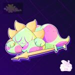 1:1 absurd_res big_breasts big_butt breast_squish breasts butt darkner deltarune floradinn fur glistening gradient gradient_background green_body green_fur gynomorph hand_on_breast hi_res intersex leaf leaves_on_body melee_weapon paws pixltheaxolotl purple_body purple_face purple_fur reference_image relaxed_expression relaxing resting signature simple_background sleeping solo squish sword toby_fox_(copyright) undertale_(series) uwu weapon yellow_leaves