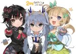 >_o 3girls :> :< :3 artist_name black_blood black_bow black_hair black_shirt blonde_hair blood blue_eyes blue_hair blue_ribbon blush bob_cut botticelli_(girls_creation) bow breasts brown_eyes cleavage closed_mouth colored_blood commentary_request crossed_arms deformed dress fingerless_gloves girls_creation gloves green_ribbon green_shirt grey_gloves hair_between_eyes jacket large_breasts long_hair long_sleeves looking_at_viewer manet_(girls_creation) medium_breasts michelangelo_(girls_creation) multicolored_hair multiple_girls nauribon official_art one_eye_closed open_clothes open_jacket open_mouth purple_eyes ribbon shirt short_hair side-by-side side_ponytail sidelocks signature simple_background skirt smile standing streaked_hair striped_hair tiara translation_request tsurime twintails v v-shaped_eyebrows very_long_hair white_background white_jacket 