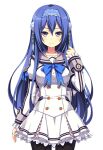  1/7_no_mahoutsukai 1girl arm_at_side back_bow black_pantyhose blue_bow blue_bowtie blue_eyes blue_hair blue_hairband bow bowtie buttons closed_mouth collarbone corset cowboy_shot cropped_jacket double-breasted frilled_skirt frilled_sleeves frills game_asset grey_bow grey_sailor_collar hair_between_eyes hair_ornament hairband hand_up impossible_clothes juliet_sleeves kirishima_misuzu long_hair long_sleeves looking_at_viewer miniskirt non-web_source pantyhose puffy_sleeves ribbon_trim sailor_collar school_uniform self-datamine shirt sidelocks skirt sleeve_cuffs striped_clothes tachi-e tel-o transparent_background very_long_hair white_corset white_shirt white_skirt 