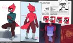 5_fingers ahegao angry anthro avian avio_(avioylin) avioylin balls beak bird_legs blue_eyes bodily_fluids clothed clothing crying english_text fingers flaccid foreskin front_view genitals grey_beak hi_res humanoid_genitalia humanoid_penis looking_at_viewer looking_pleasured male model_sheet mouth_closed multicolored_body multiple_scenes nude open_mouth passport penis presenting rear_view red_body red_tail russian smug solo standing surprised sweater tail tears text topwear turtleneck two_tone_body vein veiny_penis