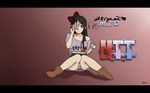  akiyama_mio black_hair book boots guitar headphones k-on! long_hair panties ribbons striped_panties underwear violet_eyes 