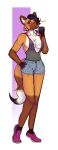 2024 5_fingers absurd_res anthro arms_bent bangs bent_leg big_breasts biped black_clothing black_eyebrows black_nose black_shirt black_tail_tip black_tank_top black_topwear breasts brown_body brown_fur brown_tail button_(fastener) canid canine cleavage clothed clothed_anthro clothed_female clothing collarbone colored digital_drawing_(artwork) digital_media_(artwork) dipstick_tail english_description eyebrows eyelashes eyelashes_through_hair female female_anthro fingers flirting flirting_with_viewer fluffy fluffy_tail footwear full-length_portrait full_cleavage fully_clothed fully_clothed_anthro fully_clothed_female fur green_eyes grey_fingers hair hand_in_pocket hi_res highlights_(coloring) jesse_(drawodraws) lidded_eyes light lighting long_tail looking_at_viewer mammal maned_wolf markings monstergirlreality multicolored_body multicolored_clothing multicolored_fur multicolored_hair multicolored_shirt multicolored_tail multicolored_tank_top multicolored_topwear one_eye_closed orange_body orange_fur orange_tail pink_tongue pockets portrait pose purple_clothing purple_footwear purple_highlights purple_shoes shaded shirt shoes short_hair signature simple_background solo standing star_(shape) strap_pull tail tail_markings tank_top tongue tongue_out topwear translucent translucent_hair two_tone_clothing two_tone_hair two_tone_shirt two_tone_tank_top two_tone_topwear white_background white_body white_fur white_inner_ear white_sclera wink winking_at_viewer