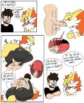anonymous_artist anthro anthro_penetrated arm_tuft balls big_butt black_body black_clothing black_fur black_legs black_shirt black_topwear bodily_fluids braixen breasts brown_hair butt canid canine cheek_tuft chest_tuft cip clothing comic cum cum_inside dialogue duo english_text faceless_character faceless_male facial_hair facial_tuft fallopian_tubes feet fellatio female female_anthro female_penetrated fingers fox from_front_position fur generation_6_pokemon genital_fluids genitals hair hi_res holding_head human human_on_anthro human_on_bottom human_penetrating human_penetrating_anthro human_penetrating_female humanoid humor inner_ear_fluff internal internal_fellatio internal_oral interspecies male male/female male_human male_on_anthro male_on_bottom male_penetrating male_penetrating_anthro male_penetrating_female mammal mating_press minimal_shading multicolored_tail nintendo nude object_in_tail on_bottom on_top oral orange_body orange_fur orange_nose ovaries penetration penile penis penis_on_tongue pokemon pokemon_(species) pokephilia pose sex shirt shoulder_tuft simple_background sound_effects speech_bubble stick stick_in_tail tail teeth text toes topwear tuft undercut uterus uvula vaginal vulva white_background white_body white_fur white_tuft yellow_body yellow_ears yellow_fur yellow_tail
