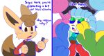 ambiguous_gender black_feet blue_feet bow_tie brown_body brown_fur brown_hair brown_tail cascade_(mintytempest) clipboard clothing dipstick_tail eevee eeveelution english_text eyelashes eyes_closed feet female foot_fetish fur generation_1_pokemon generation_4_pokemon green_eyelids green_feet group hair hair_over_eyes hi_res leafeon male maple_(mintytempest) mario_bros markings mintytempest nintendo pen_(object) pink_feet pokemon pokemon_(species) red_clothing red_feet red_topwear surrounded surrounded_by_paws tail tail_markings tan_body tan_fur text topwear white_soles yellow_feet yoshi