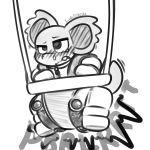 2026 ambiguous_gender anthro baby_bouncer big_ears blush blush_lines bodily_fluids bondage_gear bondage_gloves booties clothed clothing crying diaper feces full-length_portrait generation_1_pokemon greyscale handwear heart_symbol hi_res ludis-luteo monochrome narrowed_eyes nidorina nintendo onesie open_mouth pokemon pokemon_(species) pooping portrait signature simple_background snaggle_tooth snapsuit snot soiled_diaper soiling soiling_diaper solo sound_effects suspension tail tears three-quarter_view unclean_diaper used_diaper using_diaper vowelless vowelless_sound_effect wavy_mouth wearing_diaper white_background zipper