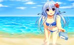  alpha beach bikini blue_hair ice_cream okiba_ga_nai! swimsuit syanon 