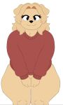 anthro bird_dog blonde_hair canid canine canis clothing crispynecro domestic_dog eyelashes femboy fur golden_retriever hair hi_res hunting_dog kanzan_(crispynecro) looking_at_viewer male mammal retriever slightly_chubby slightly_chubby_male smile smiling_at_viewer solo sweater tan_body tan_fur thick_thighs topwear unfinished