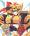 anthro armor artist_name black_body cheetah chibi cikaa_artx felid feline female green_eyes headgear helmet hi_res humanoid looking_at_viewer machine mammal mechanic mechanical_arm mechanical_leg metal_cardbot mouthless robot robot_humanoid solo tachy_(metal_cardbot) tail text white_body yellow_body