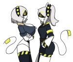 anthro breasts duo duo_focus duo_in_panel female glitch_productions group humanoid j_(murder_drones) looking_at_another looking_at_viewer looking_back looking_back_at_viewer machine murder_drones pace-maker robot robot_anthro robot_humanoid v_(murder_drones)