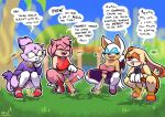amy_rose anthro bat bending_down big_breasts bite biting_lip biting_own_lip blaze_the_cat blush bodily_fluids breasts buckteeth clothed clothed_anthro clothed_female clothing cream_the_rabbit dialogue embarrassed english_text eulipotyphlan eyelashes female genital_fluids genitals gloves group handwear hare hedgehog hi_res lagomorph leporid mammal nude nude_anthro nude_female outside partially_clothed peeing peeing_on_ground peeing_outside rabbit relaxed_expression relieved rouge_the_bat scut_tail sega self_bite short_tail small_breasts smile sonic_the_hedgehog_(series) speech_bubble tail tail_motion tailwag teeth text theenfman thepnfman urine urine_on_ground urine_stream vulva watersports worried