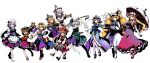  >_< 6+girls absurdres alice_margatroid animal_ear_fluff animal_ear_piercing animal_ears animal_hat apron arm_across_neck arm_up black_bow black_bowtie black_hairband black_hat black_shoes black_skirt black_vest blonde_hair blue_dress blue_eyes blue_hair blue_hat blue_kimono blue_ribbon blue_tabard book boots bow bow_(music) bowtie breasts brown_boots brown_eyes brown_hair brown_shoes capelet cat_ears cat_tail chen choker closed_eyes closed_mouth collared_shirt commentary_request crescent crescent_hat_ornament doll dress earrings elbow_gloves facing_viewer fang fighting_stance fox_tail frilled_apron frilled_dress frilled_hairband frilled_hat frilled_kimono frilled_skirt frills frown full_body gloves gradient_clothes gradient_dress gradient_skirt green_hat green_skirt green_vest grey_hair grimoire grimoire_of_alice hair_bow hairband hand_on_hilt hands_in_opposite_sleeves hat hat_ornament hat_ribbon highres hitodama holding holding_above_head holding_book holding_bow_(music) holding_instrument holding_sword holding_trumpet holding_umbrella holding_violin holding_weapon hoop_earrings instrument japanese_clothes jewelry juliet_sleeves katana keyboard_(instrument) kimono kitsune kneehighs konpaku_youmu konpaku_youmu_(ghost) lace-up_boots lapel_pin letty_whiterock limone_illust loafers long_hair long_sleeves looking_at_viewer lunasa_prismriver lyrica_prismriver mary_janes medium_breasts medium_hair merlin_prismriver mob_cap multiple_girls multiple_swords multiple_tails neck_ribbon nekomata open_mouth overhead_swing parasol perfect_cherry_blossom pink_dress pink_eyes pink_hair pink_sash pink_skirt pink_vest playing_instrument puffy_short_sleeves puffy_sleeves purple_dress purple_eyes purple_shoes purple_skirt purple_tabard purple_vest red_bow red_eyes red_hairband red_hat red_ribbon red_shoes red_skirt red_vest ribbon ribbon_choker saigyouji_yuyuko sash scarf serious shanghai_doll sheath sheathed shirt shoes short_hair short_sleeves simple_background single_earring skin_fang skirt skirt_set sleeve_bow sleeve_garter small_breasts smile socks sword sword_on_back tabard tail touhou triangular_headpiece trumpet two_tails umbrella unsheathed very_long_hair vest violin waist_apron waist_sash weapon weapon_on_back weapon_strap white_background white_boots white_capelet white_dress white_gloves white_hat white_scarf white_shirt white_socks white_umbrella wide_sleeves yakumo_ran yakumo_yukari yellow_bow yellow_bowtie yellow_eyes 