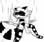 abuse anthro clothing female flat_chested footwear genitals hi_res legwear male mammal marvella monochrome nude penis procyonid raccoon raccoon_tail sex skinny sleep_sex sleeping socks solo terrance1316 thigh_highs thigh_socks tired vulva