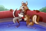 2023 3:2 3_toes animal_genitalia animal_penis anthro anthro_on_anthro anthro_penetrated anthro_penetrating anthro_penetrating_anthro bent_over big_breasts black_body black_fur breasts brown_body brown_fur bunnynebula_(artist) canid canine canine_genitalia canine_penis canis chest_tuft collaborative collaborative_fellatio collaborative_oral collaborative_sex cute_fangs erection eye_roll fangs feet fellatio female female_penetrated fluffy fluffy_tail fur genitals grey_body grey_fur group group_sex hi_res interspecies intraspecies kneeling knot leg_grab leg_markings looking_pleasured looking_up male male/female male_penetrating male_penetrating_female mammal markings nude oral outside partially_submerged penetration penile penis red_penis rodent sammy_squirrel sciurid sex sitting socks_(marking) spread_legs spreading swimming_pool tail tan_body tan_fur teeth threesome toes tree_squirrel trio tuft violet_wolf wiley_wolf wolf