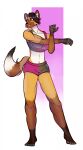 2024 5_fingers 5_toes absurd_res anthro bangs barefoot bent_arm bent_leg big_breasts biped black_eyebrows black_nose black_tail_tip bottomwear breasts brown_body brown_fur brown_tail canid canine clothed clothed_anthro clothed_female clothing colored crop_top digital_drawing_(artwork) digital_media_(artwork) dipstick_tail english_description eyebrows eyelashes eyelashes_through_hair feet female female_anthro fingers full-length_portrait fully_clothed fully_clothed_anthro fully_clothed_female fur green_eyes grey_clothing grey_crop_top grey_fingers grey_shirt grey_toes grey_topwear hair happy hi_res hotpants jesse_(drawodraws) lidded_eyes light lighting mammal maned_wolf markings midriff monstergirlreality multicolored_body multicolored_bottomwear multicolored_clothing multicolored_fur multicolored_hair multicolored_shorts multicolored_tail navel portrait purple_bottomwear purple_clothing purple_hotpants purple_shorts shaded shirt short_hair shorts signature simple_background solo standing stretching tail tail_markings tan_body tan_fur toes toothy_grin topwear translucent translucent_hair two_tone_bottomwear two_tone_clothing two_tone_hair two_tone_shorts white_background white_body white_fur white_sclera white_tail