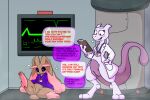 2026 3_fingers 3_toes after_transformation anthro black_sclera blush bottomless brown_body clothed clothing coat dialogue digital_media_(artwork) duo english_text feet female fingers forced forced_transformation gender_transformation generation_1_pokemon generation_4_pokemon genitals hi_res holding_object holding_pen hoodie hoodie_only id_card implied_gender_transformation implied_transformation inside lab_coat legendary_pokemon looking_down lopunny mewtwo nintendo open_mouth pawpads pear-shaped_figure pen pokemon pokemon_(species) pomiart purple_clothing purple_eyes purple_hoodie purple_topwear red_eyes smile spread_legs spreading tail text toes topwear topwear_only transformation vulva wide_hips