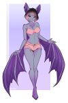 absurd_res anthro bat bottomwear clothing ear_piercing ear_ring female hi_res highlights_(coloring) hotpants kalathean looking_at_viewer mammal membrane_(anatomy) membranous_wings piercing purple_eyes ring_piercing shorts smile smiling_at_viewer solo winged_arms wings