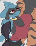 2026 anthro anthro_on_anthro arcanine biped bra breasts clothed clothed_anthro clothed_female clothed_male clothing cooliehigh digital_drawing_(artwork) digital_media_(artwork) duo faceless_anthro faceless_character faceless_male female fingers front_view fur generation_1_pokemon generation_4_pokemon hair hi_res male male/female nintendo pokemon pokemon_(species) riolu simple_background smile standing tail underwear