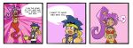 3_panel_comic :o accessory aroused bandeau bedroom_eyes blue_eyes blue_hair blush bolo_(shantae) bottomwear bracelet breasts cleavage clothed clothing comic crossed_arms crown dialogue digital_drawing_(artwork) digital_media_(artwork) duo ear_piercing ear_ring english_text eye_contact female floating genie ghost_tail hair headband headgear heart_symbol holding_object holding_teapot human human_on_humanoid humanoid humanoid_pointy_ears humor imminent_sex interspecies jewelry licking licking_lips licking_own_lips long_hair looking_at_another magic_lamp male male/female mammal medium_breasts narrowed_eyes navel not_furry open_mouth piercing pink_background pointy_ears ponytail purple_hair requesting ring_piercing seductive sex_request shantae shantae_(series) shirt simple_background speech_bubble spiky_hair split_form talking_to_another tan_body tan_skin teapot text third-party_edit tiara tongue tongue_out topwear unknown_artist wayforward wide_hips
